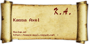 Kassa Axel névjegykártya